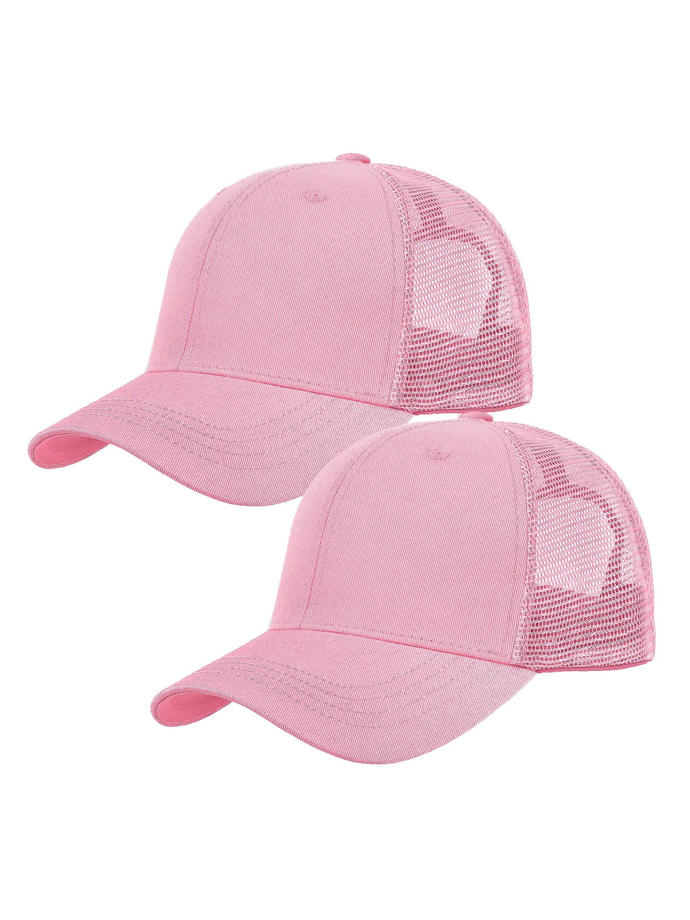Trucker Hat Baseball Cap Structured Plain Design | 2 Pack, Pink, Pink | Size OS